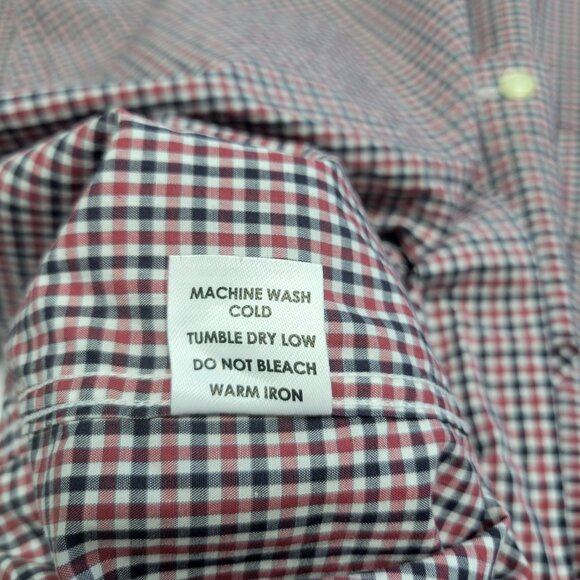 Savile Row Slim Fit Dress Shirt Red/Blue Gingham Check Size 16 34/35 - Picture 12 of 12